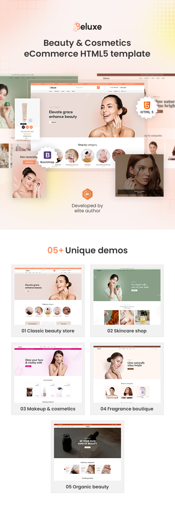 Beluxe – Beauty & Cosmetics Bootstrap 5 HTML eCommerce Template