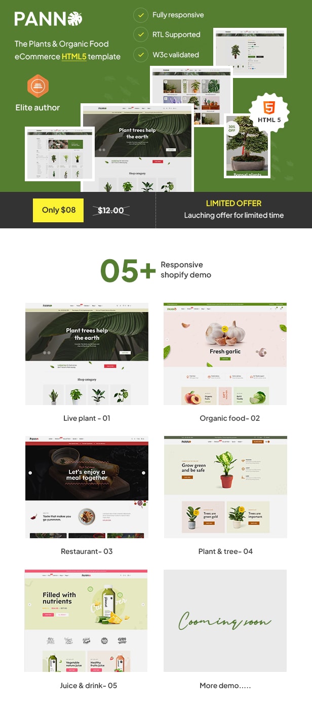 Panno - The Plants & Organic Food eCommerce HTML5 template - 1