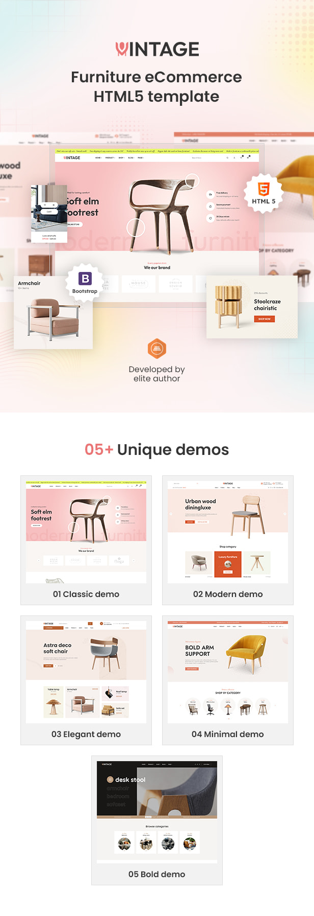 Vintage - Modern Furniture HTML eCommerce Template - 2